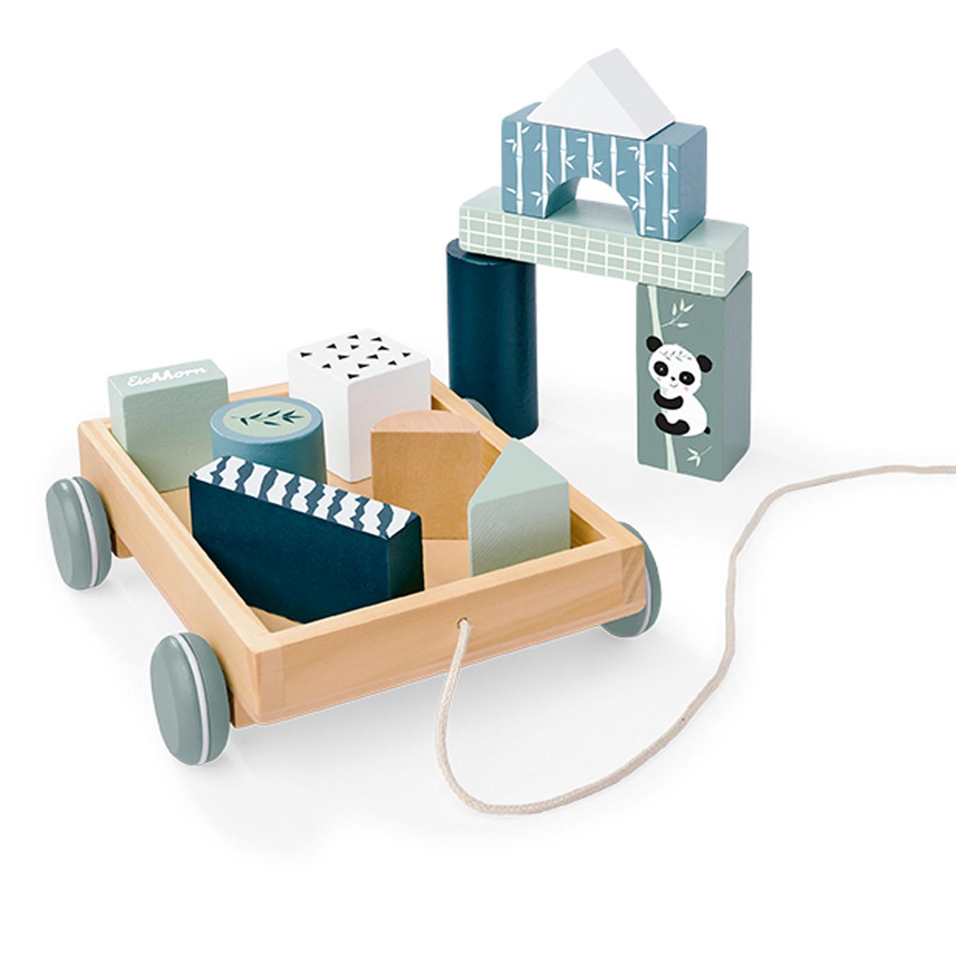 Eichhorn Houten Blokkenwagen Panda